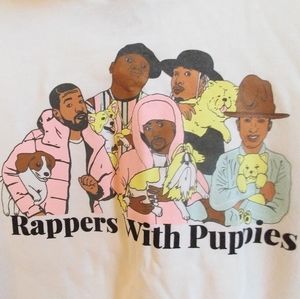 Rappers w/ Puppies White Hoodie, S